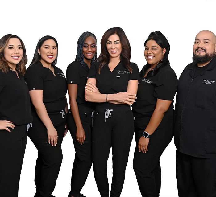 Smiling Houston Texas dental team members at Terri Alani D D S