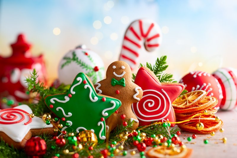 Assortment of holiday foods resting on a table